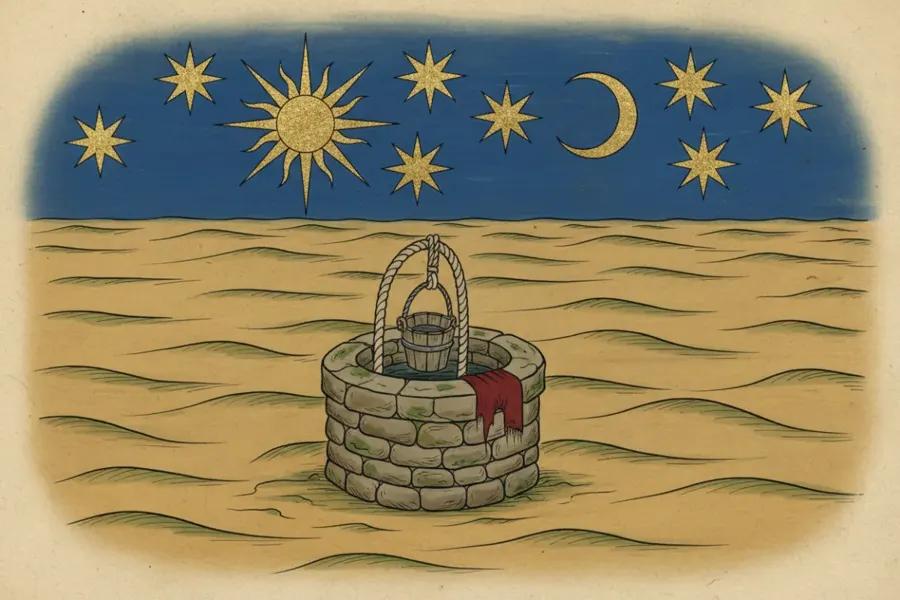 A well under a starry sky